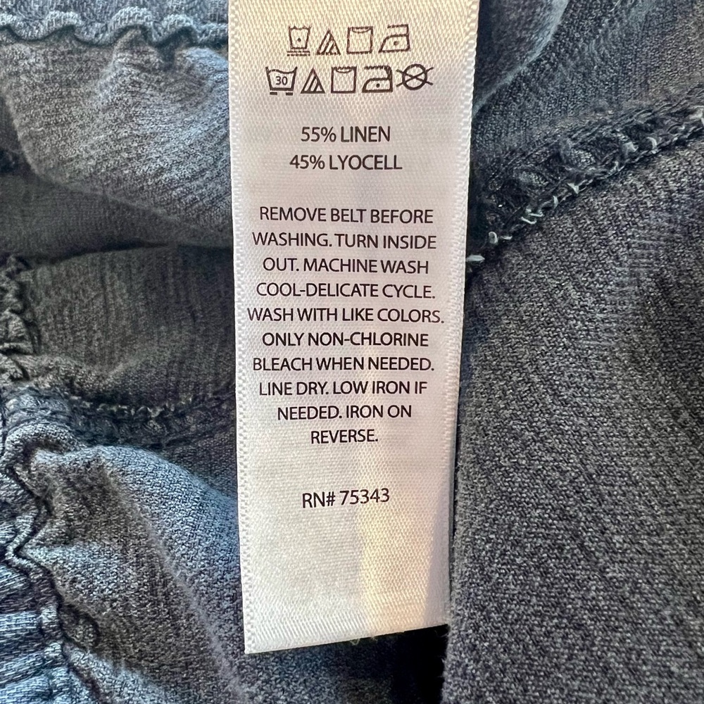 C&C California Linen Washed Denim Braided Pocket Straight Leg Large - Picture 11 of 12